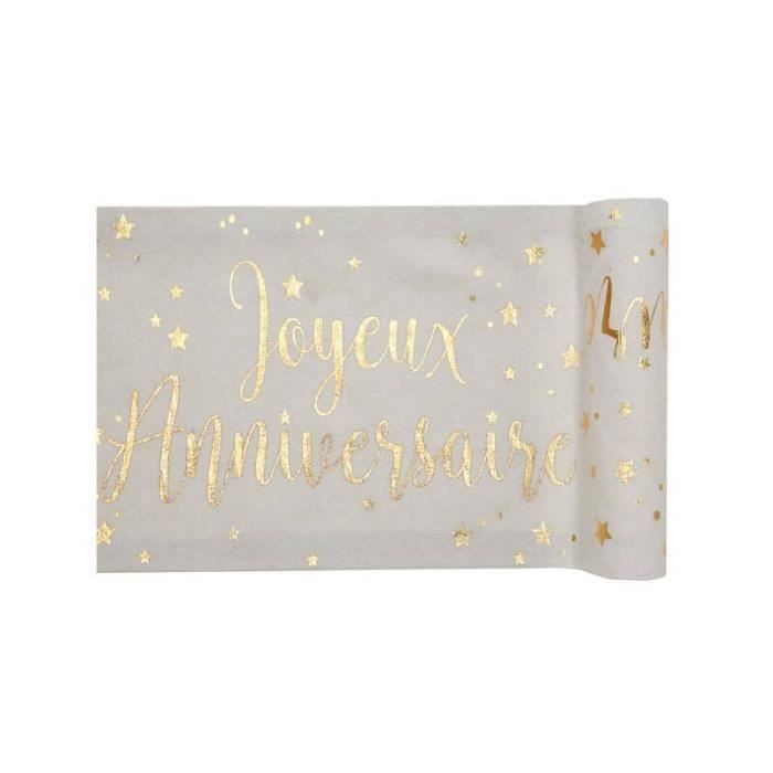 Chemin De Table En Coton Joyeux Anniversaire 28cm X 3m Deco Boum