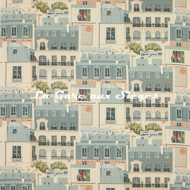 Tissu Manuel Canovas - Les Toits de Paris - réf: O4907.01 Vert de gris - Voir en grand