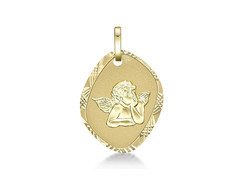 Médaille ange fantaisie 16 mm or jaune 18k - Bijouterie Horlogerie Lechine