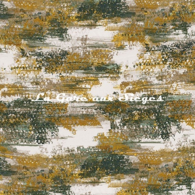 Tissu Casamance - Abstraction - réf: 4843.0368 Olive - Voir en grand