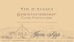 GEWURZTRAMINER CUVEE PARTICULIERE 2018 JEAN SIPP - Charpentier Vins