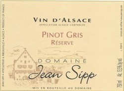 PINOT GRIS RESERVE 2018 JEAN SIPP - Charpentier Vins