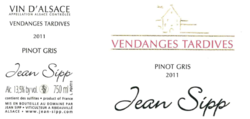 PINOT GRIS VENDANGES TARDIVES 2011 JEAN SIPP - Charpentier Vins
