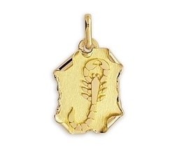 Médaille zodiaque parchemin  or jaune 18 carats - Bijouterie Horlogerie Lechine