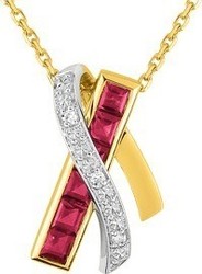 Collier rubis & diamants or jaune 18 carats - Bijouterie Horlogerie Lechine