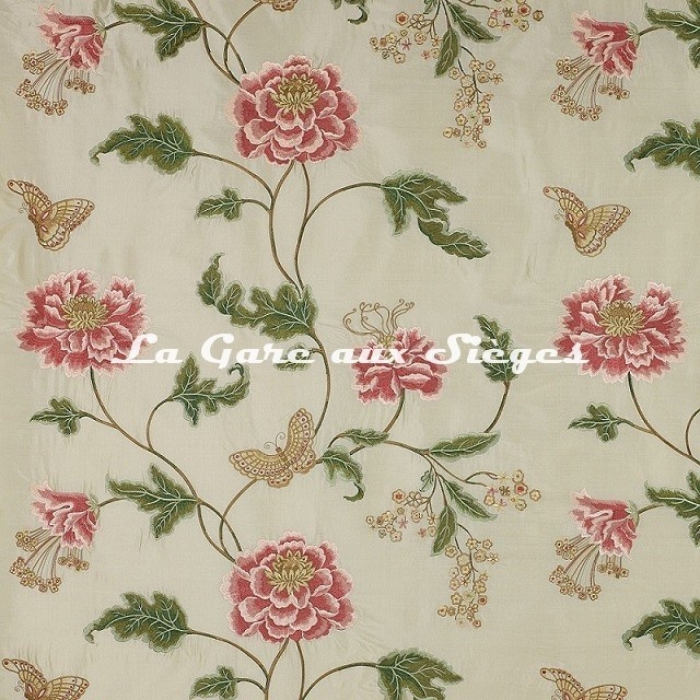Tissu Colefax & Fowler - Oriental Poppy - réf: F3302/01 Pink/Green - Voir en grand