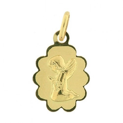 Médaille ovale ange prière or jaune  - Bijouterie Horlogerie Lechine