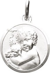 Médaille ange argent rhodié - Bijouterie Horlogerie Lechine