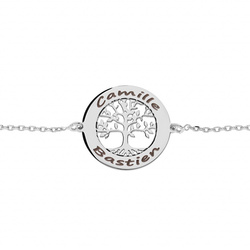 Bracelet argent rhodié arbre de vie à graver - Bijouterie Horlogerie Lechine