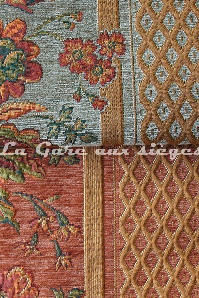 Tissu Amélie Prévot - Sourdeval - réf: 16123 - Coloris: 30 Vert & 20 Cuivre - Voir en grand