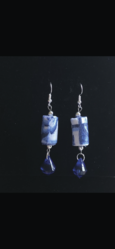 Boucles d'oreilles tube et perle bleu porto 178 - Re-Cration