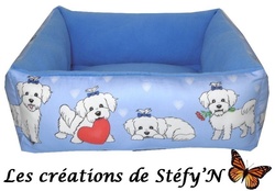 Couffin carr BICHON BLEU - Crations de Stfy'N