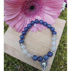 Bracelet Lapis-Lazulis et Citrine Perles roules 8mm  - La Magie des Minraux