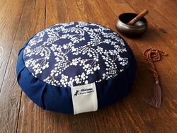 Zafu artisanal tissu coton bleu style japonais - Mditemps