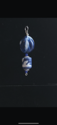 Pendentif perle peinte et tissu Porto 134 - Re-Cration