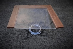 table basse  1  chne acier plexi  - Artbracaden