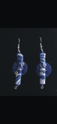 Boucles d'oreilles tube et bouton bleu porto 183 - Re-Cration