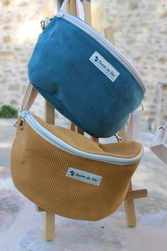 Sac Banane Velours Moutarde et Ryad green - Secret de Fe