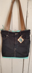 sac en jean et turquoise - Kat'Recycl'Crations 31