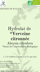 Hydrolat de verveine - Graines de m'Alice