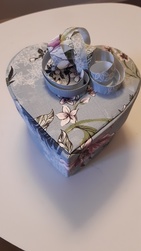 boite coffret"coeur"bleue fleurs et oiseau  - Kat'Recycl'Crations 31