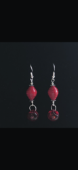 Boucles d'oreilles rouge et perle multiple 170 - Re-Cration