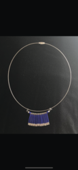 Collier rigide bleu perles multiples 120 - Re-Cration