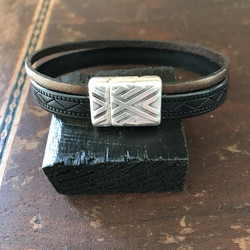 Bracelet cuir mixte noir - Nunkui Création