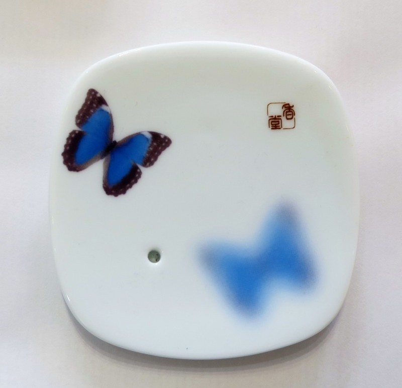 Porte-encens japonais- motif papillon bleu - Voir en grand