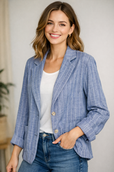 VESTE BLAZER BLEU EMA BLUES  - ANN'MODE 