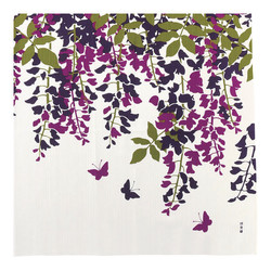 Furoshiki 90 cm, carré de tissu japonais, papillons fleurs - Comptoir du Japon