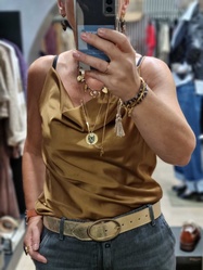 CEINTURE CUIR  OR BOUCLE OVALE FAUNE - ANN'MODE 