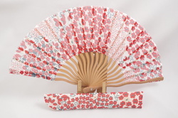 ventail fleuri rouge, avec tui - Comptoir du Japon