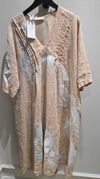 ROBE LIN MOD�LE UNIQUE PEINT A LA MAIN - ANN'MODE 