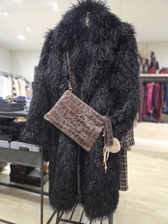 MANTEAU NOIR POIL YETI FAUSSE FOURRURE TENDANCE - ANN'MODE 