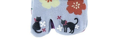 Chaussettes japonaises tabi, orteils imprimés chat noir- Comptoir du Japon - Voir en grand