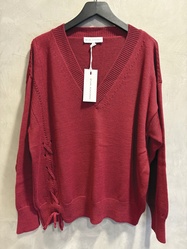 PULL EN MAILLE BORDEAUX A DETAIL LACET EVA KAYAN - ANN'MODE 