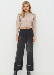 PANTALON NOIR � BANDES NU DENMARK  - ANN'MODE 
