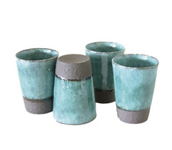 Ensemble de 4 tasses  th turquoises - Comptoir du Japon