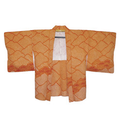 Veste japonaise haori en soie shibori orange - Comptoir du Japon