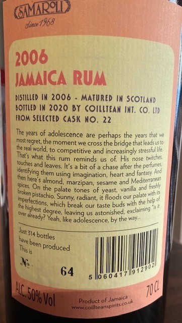 Jamaica 2006 Rum Samaroli Whiskies & Spirits - Voir en grand