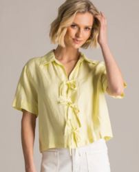 BLOUSE A NOEUD JAUNE YEST  - ANN'MODE 