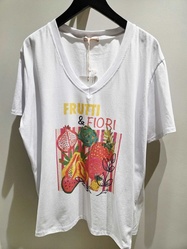 TEE SHIRT BLANC TUTTI FIORI - ANN'MODE 