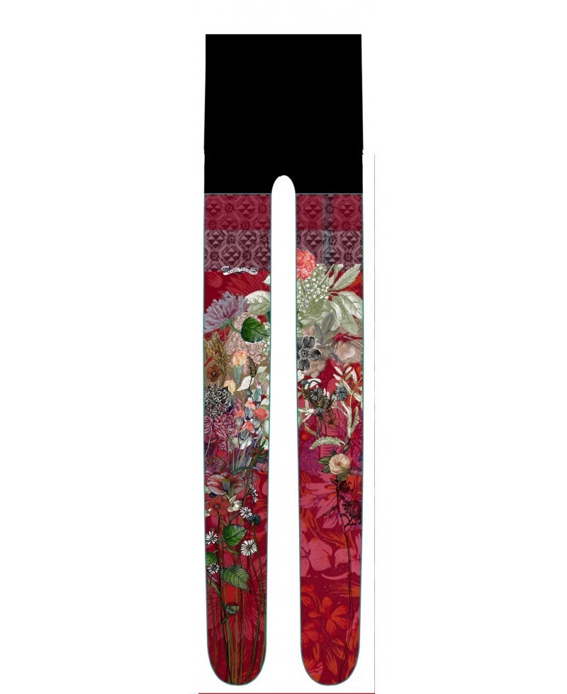 Marie-Antoilette Praline collant imprimé fantaisie florale rose rouge nuances opaque 50 deniers - Voir en grand