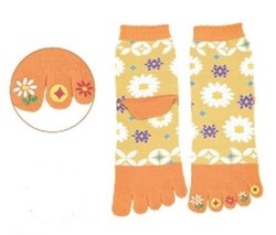 Chaussettes japonaises 5 orteils,imprim jaune fleur 35  40 - Comptoir du Japon
