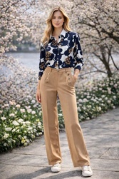 PANTALON FLUIDE D�TAILS BOUTONS EVA KAYAN  - ANN'MODE 