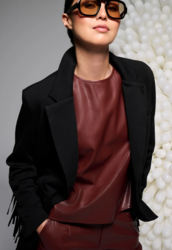 TOP SIMILI CUIR ZIPP� BORDEAUX KDESIGN  - ANN'MODE 
