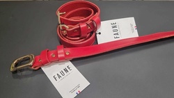 CEINTURE CUIR ROUGE FAUNE - ANN'MODE 