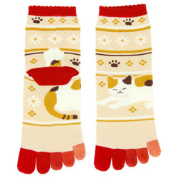 Chaussettes japonaises 5 orteils, chat - taille 35 à 40 - Comptoir du Japon