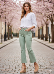 PANTALON CROPPED FOLY ROSE - ANN'MODE 